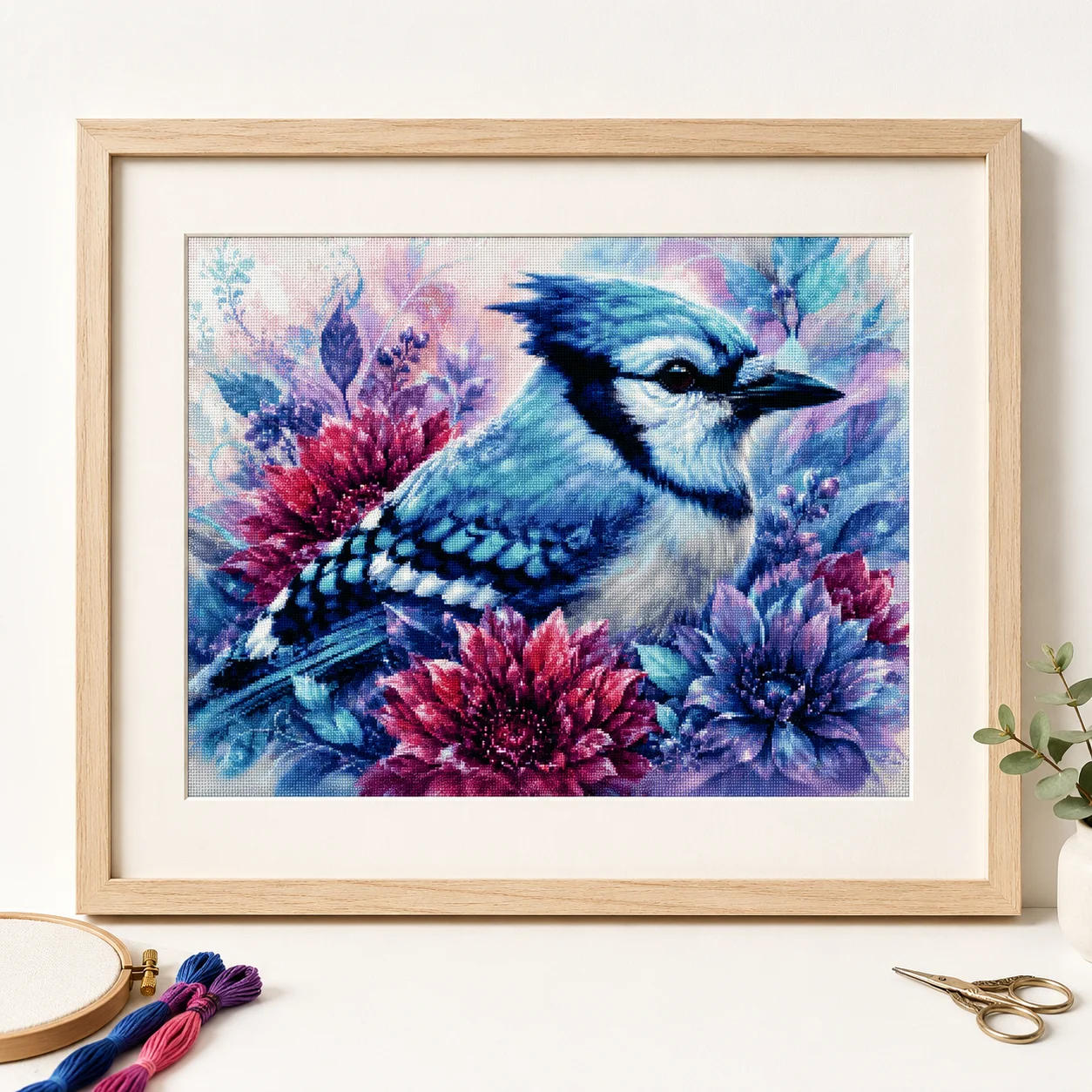 Cross Stitch Stamped Kits Beginners - [ZZ8680-Gazelle bleue] | Kit de point